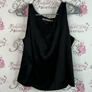 Simon Chang tank top shiny Black Camisole Top sleeveless shirt blouse